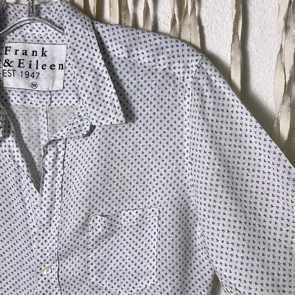 Frank & Eileen Ditzy Floral Long Sleeve Linen Button Front Shirt Size XS - Picture 5 of 10